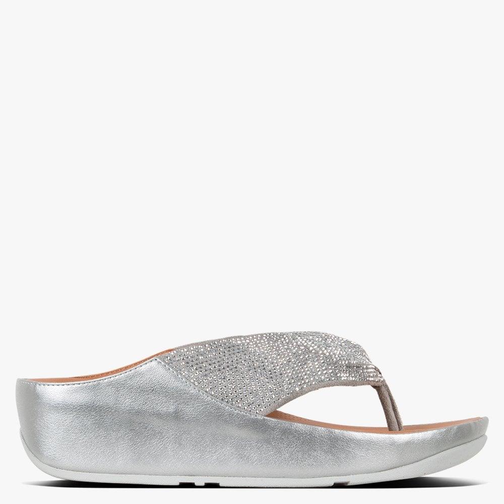 Fitflop Twiss Crystal Silver Toe Post Sandals in Metallic | Lyst