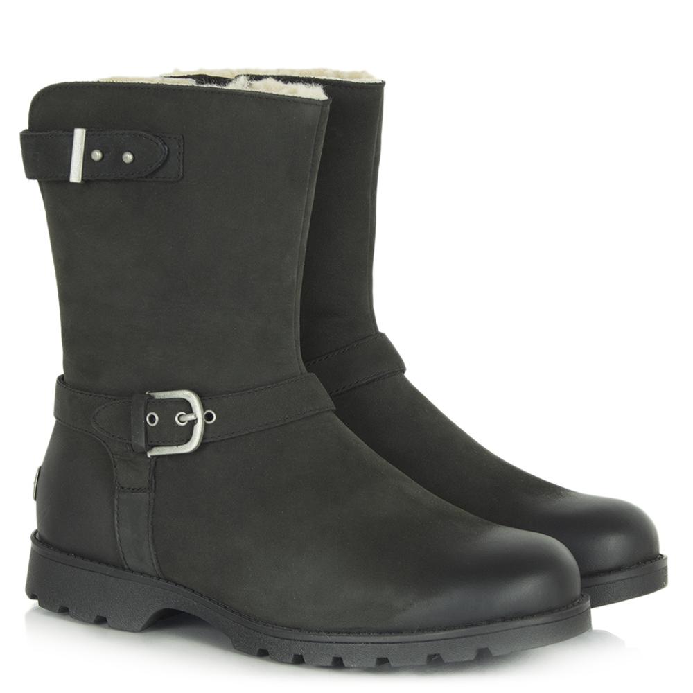 UGG Leather Grandle Black Women'S Buckle Calf Boot - Lyst