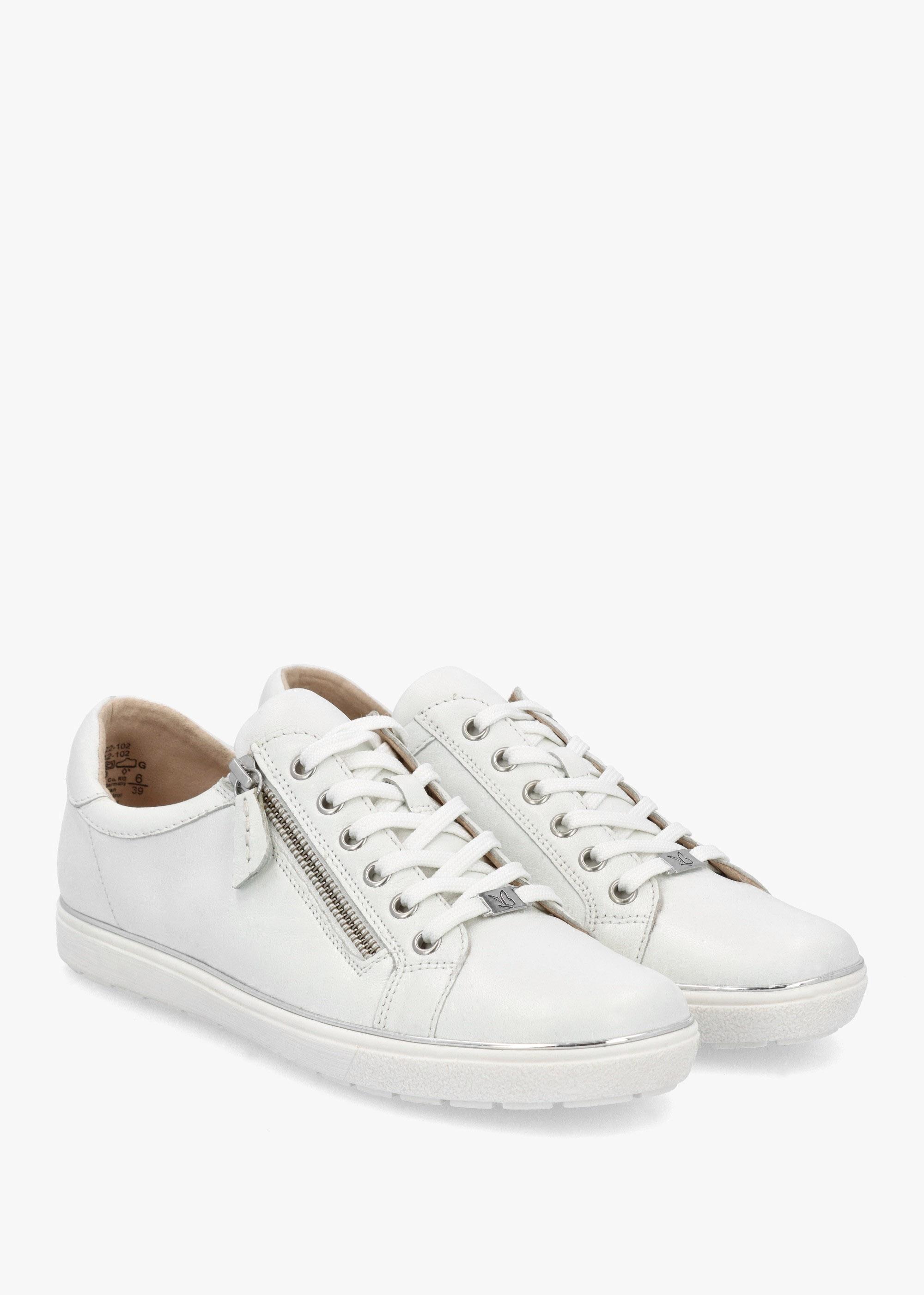Caprice White Leather Side Zip Trainers Lyst