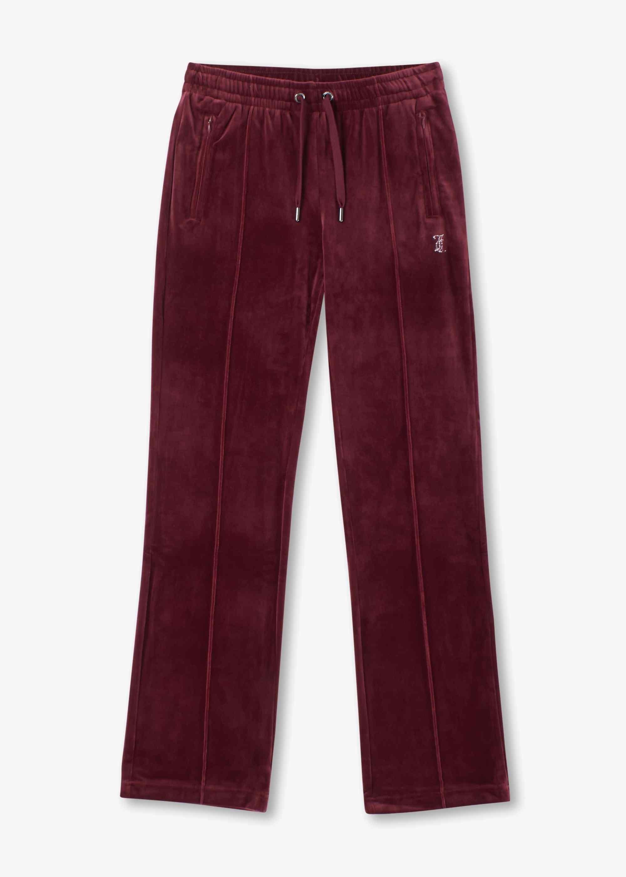 Juicy Couture Tina Tawny Port Velour Diamante Track Pants in Red Lyst