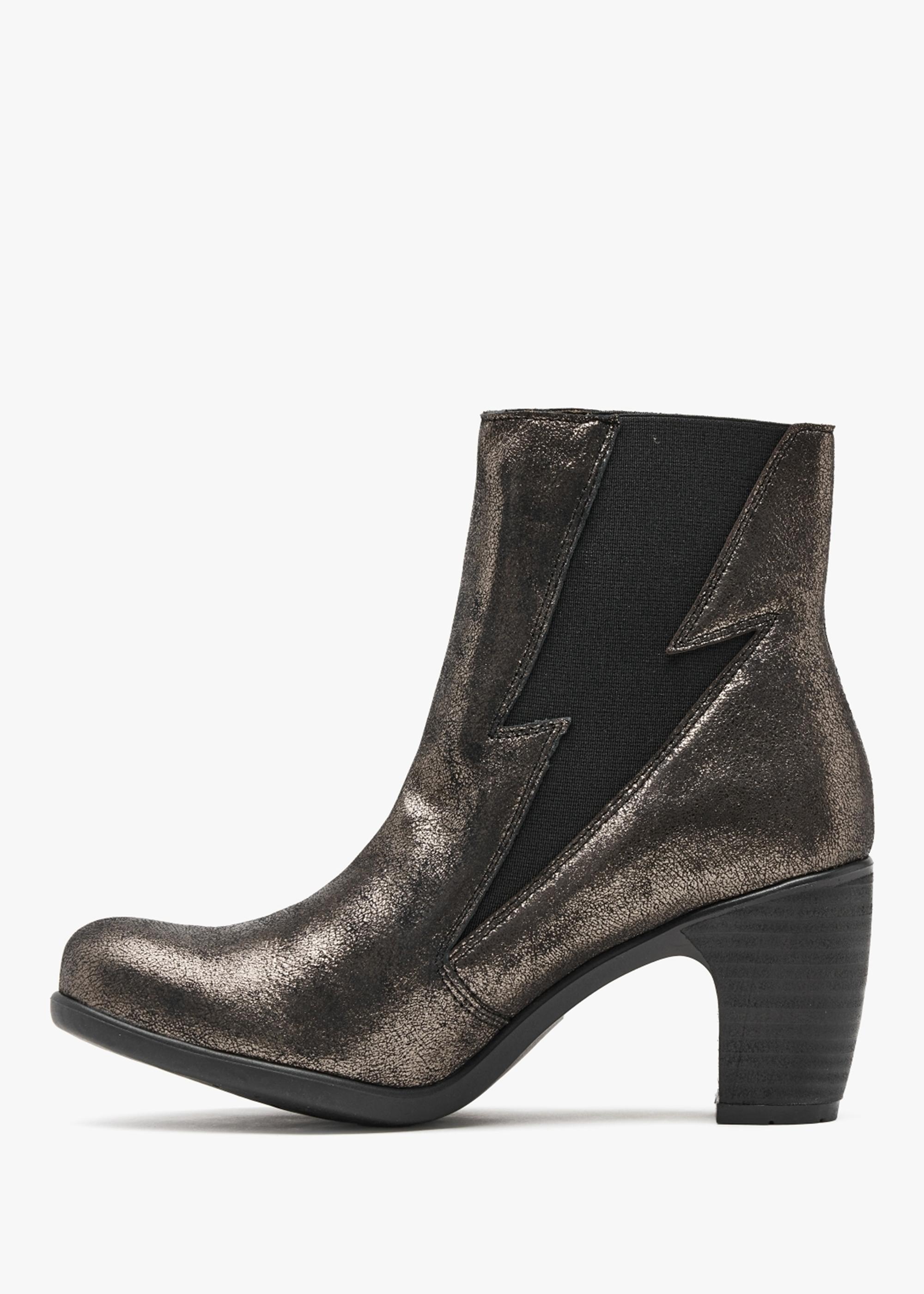 Fly London Kimi Graphite Leather Lightning Bolt Heeled Ankle Boots in Black  | Lyst