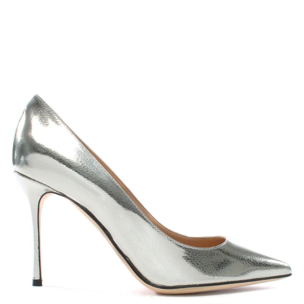 Sergio Rossi Godiva Silver Metallic Suede High Heel Court Shoes - Save ...