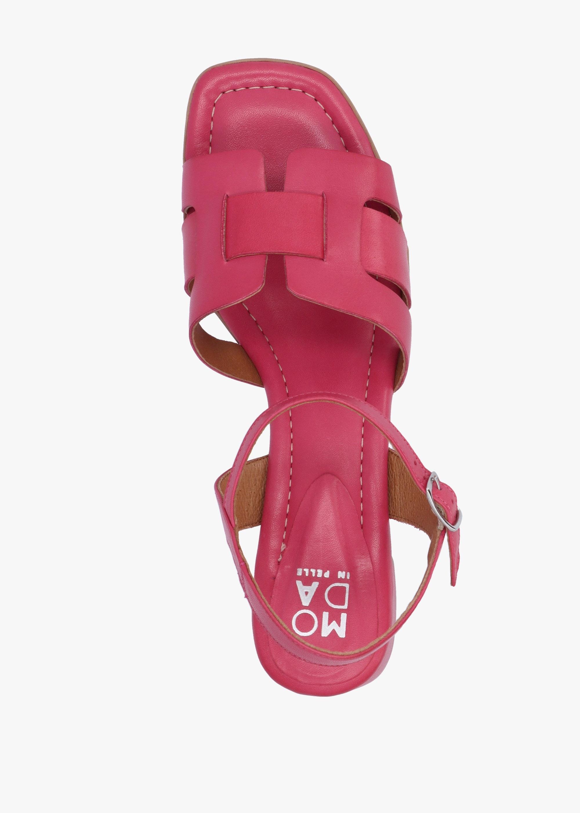 Moda In Pelle Mariie Raspberry Leather Heeled Sandals in Pink | Lyst UK