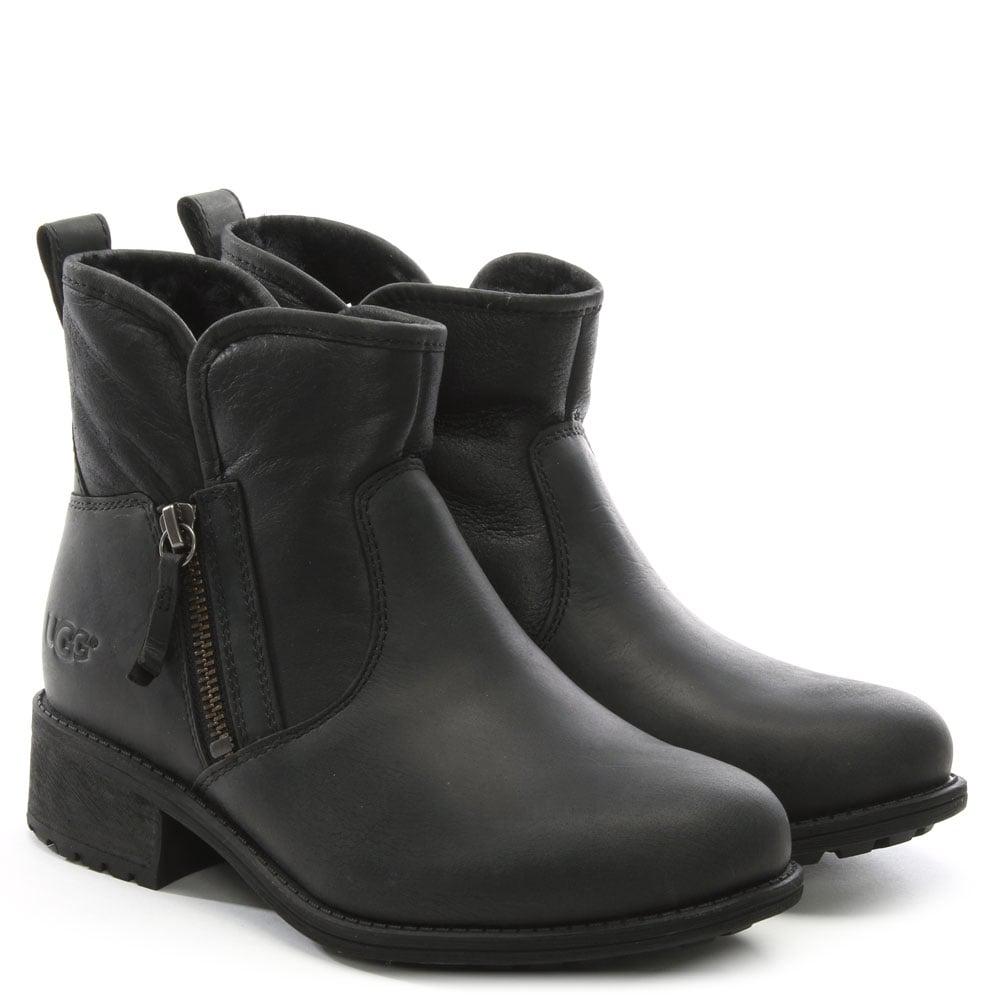 UGG Lavelle Ii Black Leather Zipper Ankle Boots | Lyst
