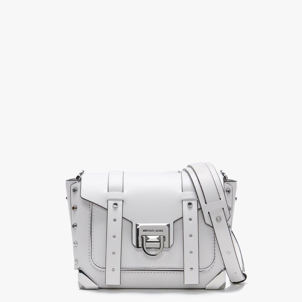 Michael Kors Small Manhattan Optic White Leather Crossbody Bag Lyst