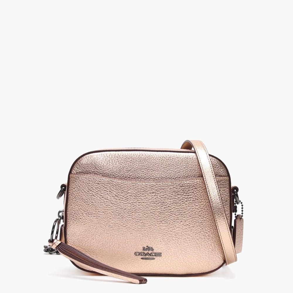 rose gold leather purse