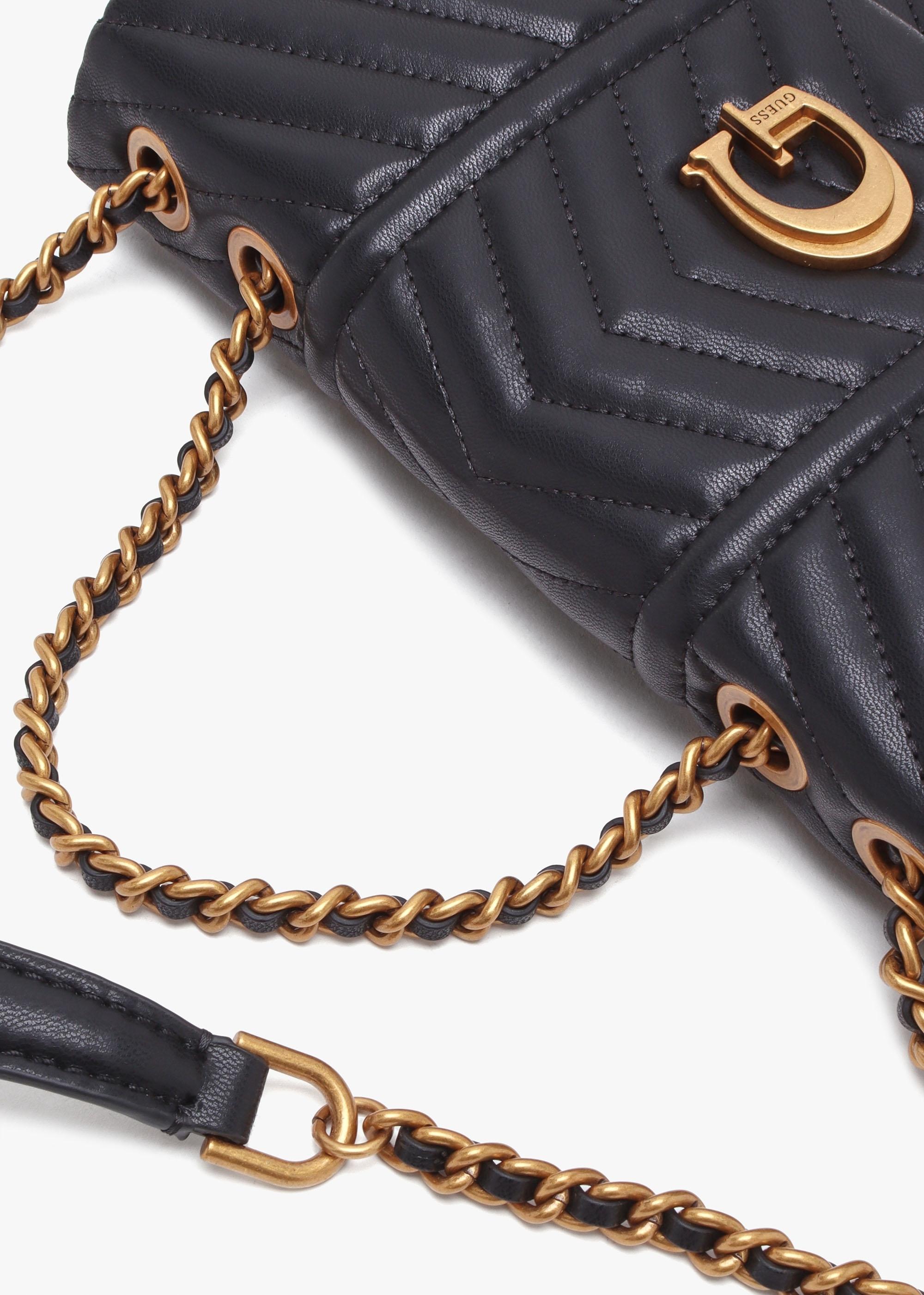 Guess Lovide Black Chevron Quilted Cross-body Bag | Lyst
