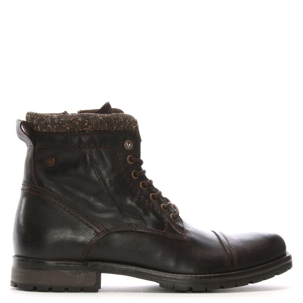 Jack & Jones Marly Brown Leather Military Boots for Men - Lyst