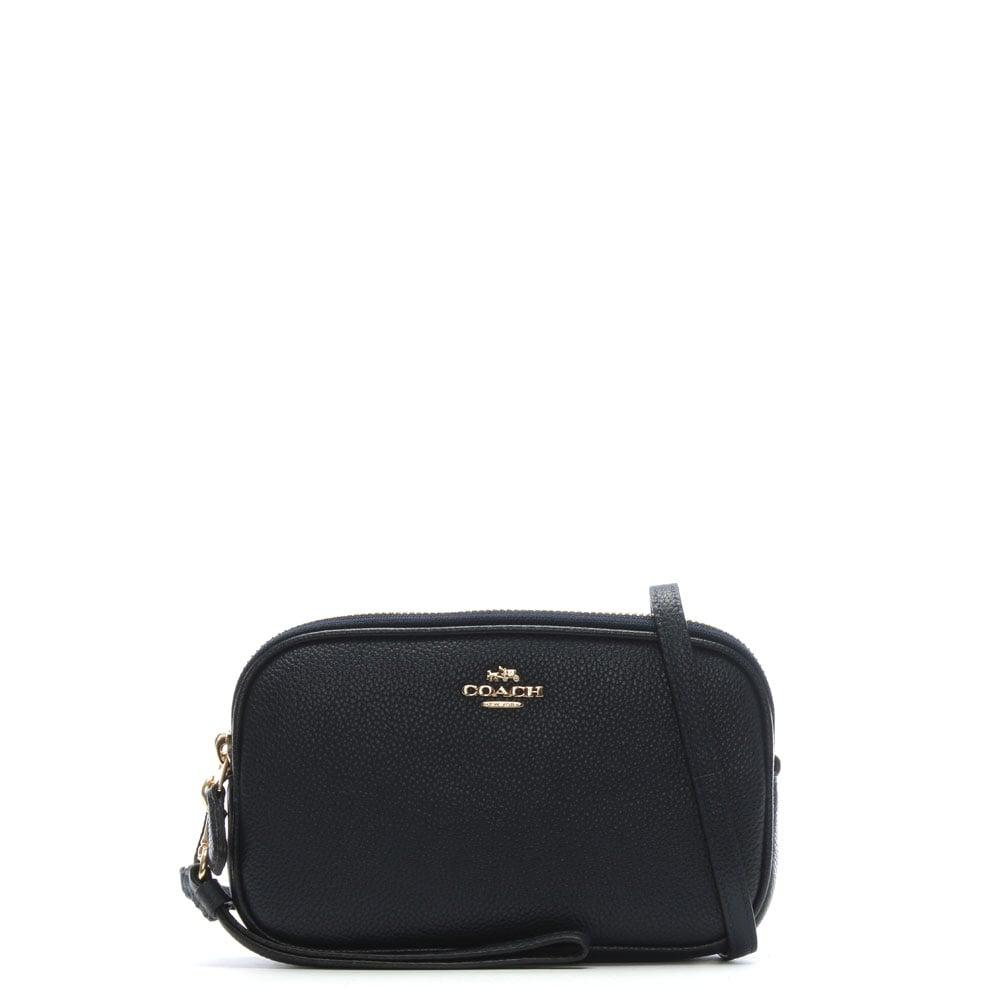 COACH Polished Navy Pebbled Leather Cross-Body Clutch Bag in Navy Leather (Blue) - Lyst