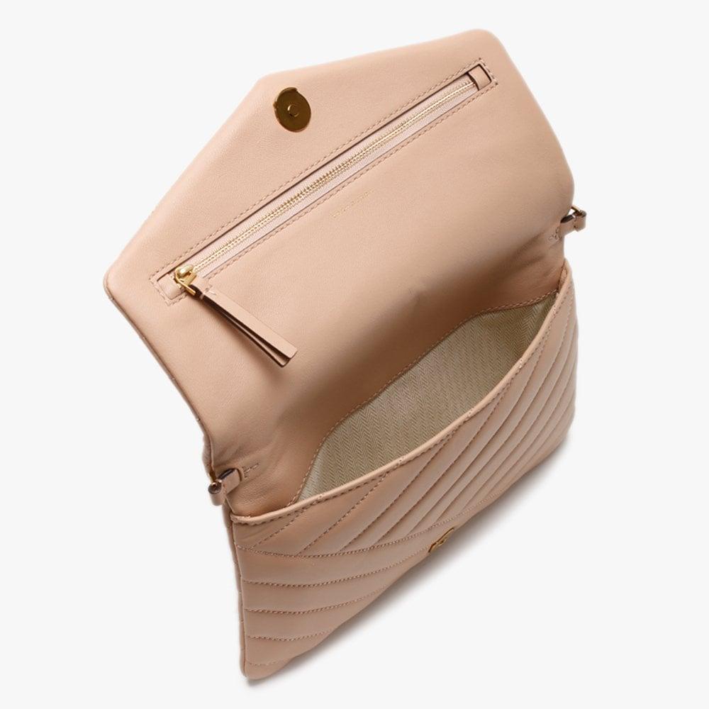 Tory Burch Women's Kira Chevron Convertible Leather Shoulder Bag Devon Sand
