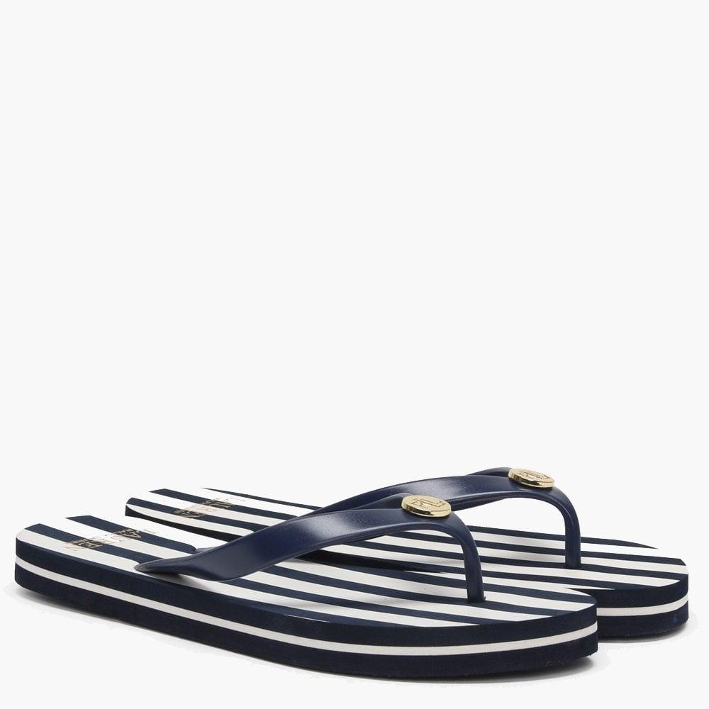 black and white striped flip flops
