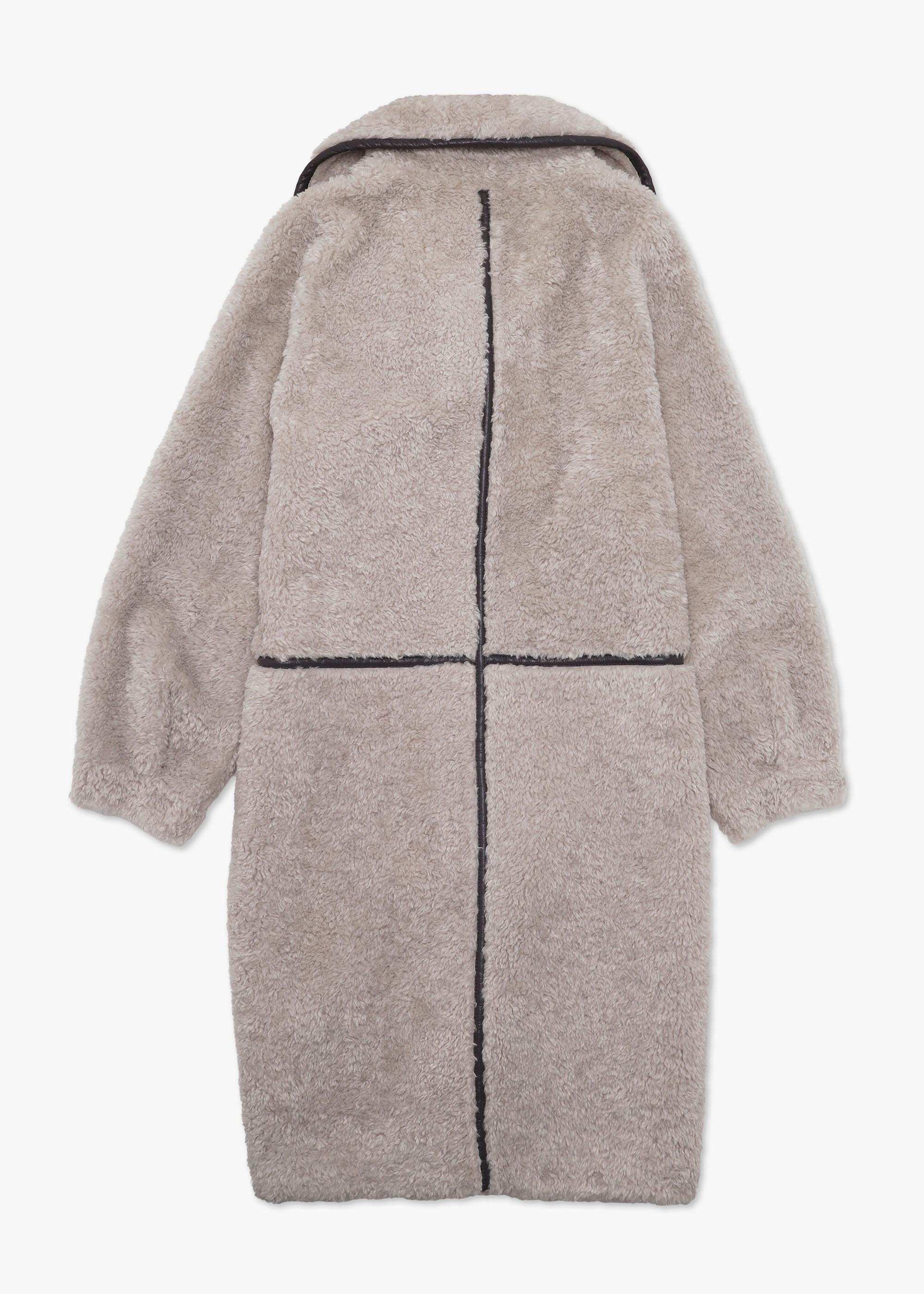 Oakwood Tilda Beige Shearling Style Longline Coat in Grey Lyst UK
