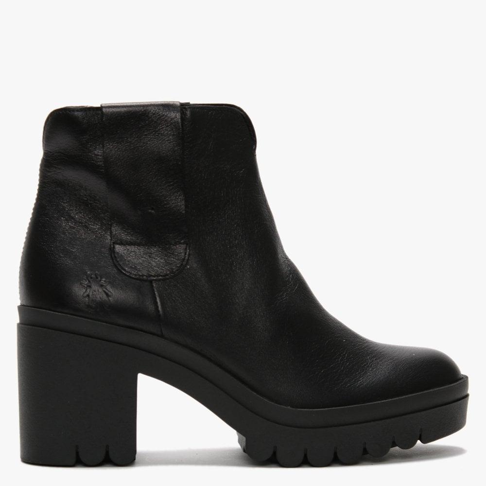 Fly London Tine Giglio Black Leather Ankle Boots - Lyst