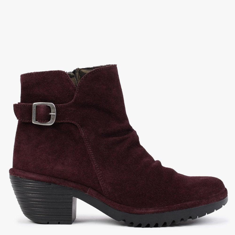Fly London Wina Wine Suede Block Heel Ankle Boots Lyst Canada