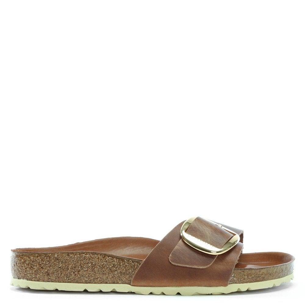 Birkenstock Madrid Wide Fit Big Buckle Cognac Oiled Leather Mules in Tan  Leather (Brown) - Lyst