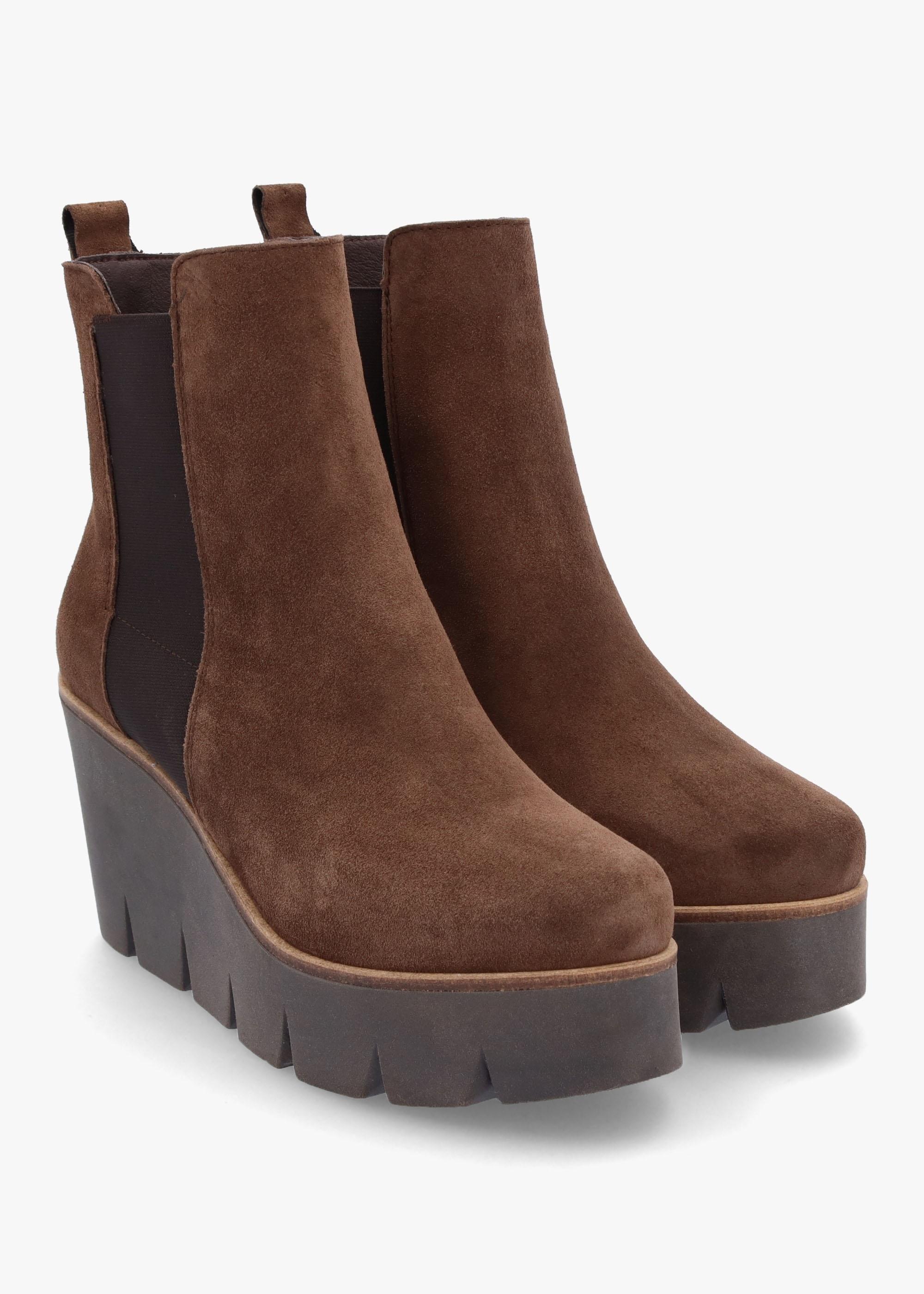 Brown suede wedge ankle boots hotsell