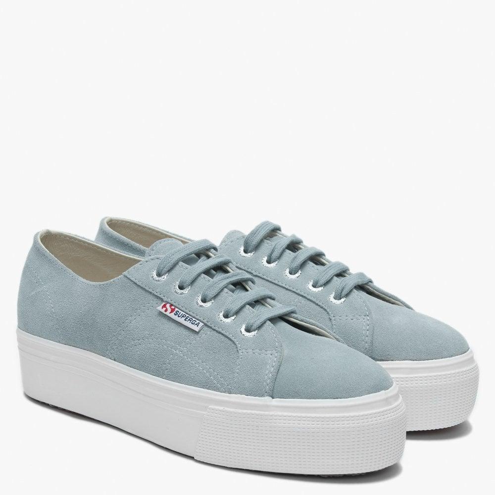 superga 2790 grey suede flatform trainers