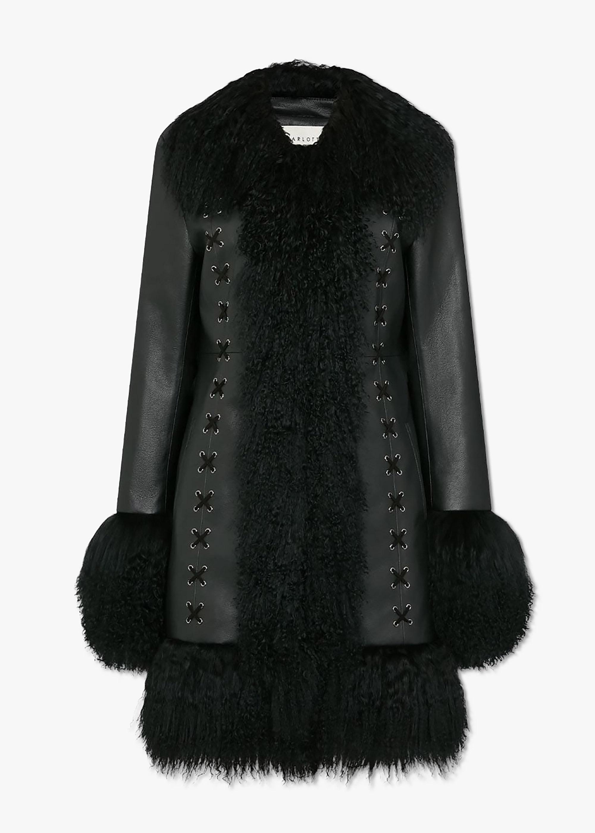 Charlotte Simone Lulu Black Mongolian Lambswool Afghan Coat Lyst UK