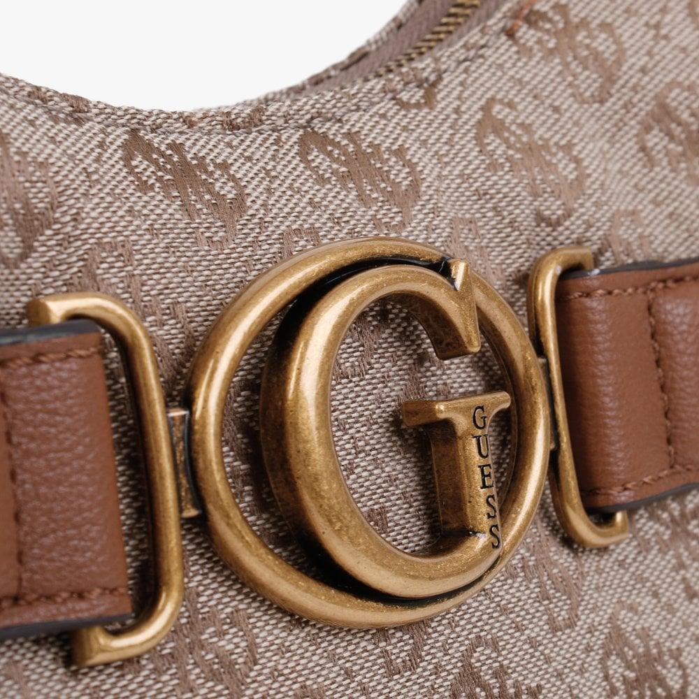 Guess Aviana Latte Cognac Repeat Logo Hobo Bag in Brown | Lyst