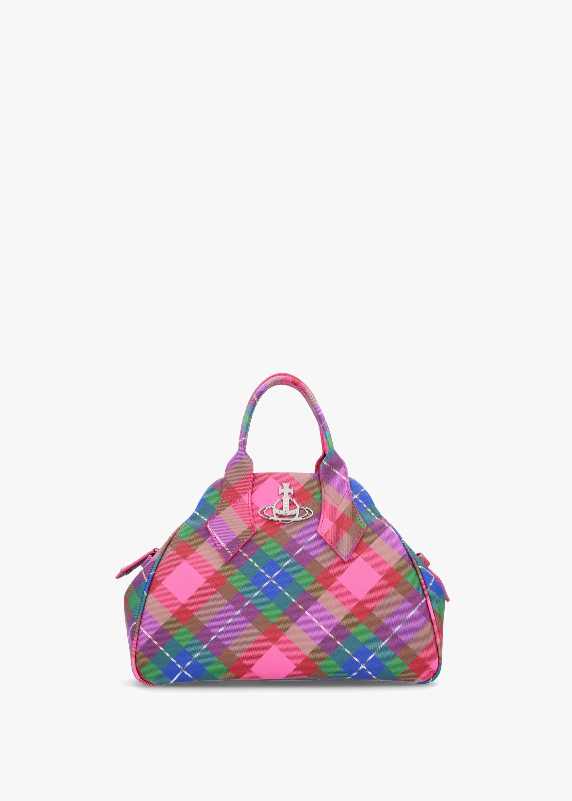 トートバッグ Vivienne Westwood Mini Yasmine Tote Bag Candy Tartan 5C01000 Vivienne Westwood Yasmine Medium Candy Tartan Tote Bag in