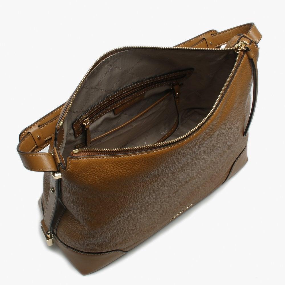 Michael Kors Large Crosby Acorn Pebbled Leather Shoulder Bag in Tan Leather (Brown) - Lyst