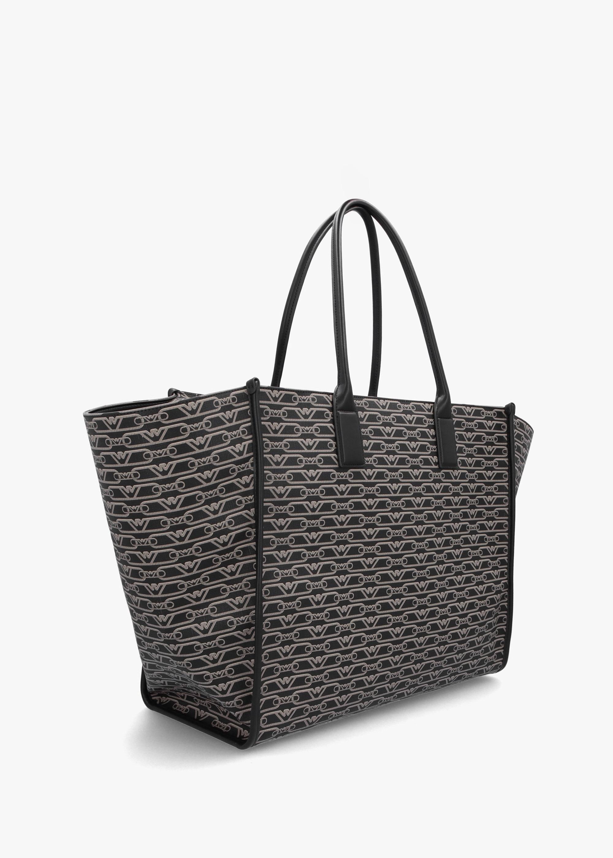 Emporio Armani Large Logo Nero Ecru Shopper Bag Patent in Black Lyst