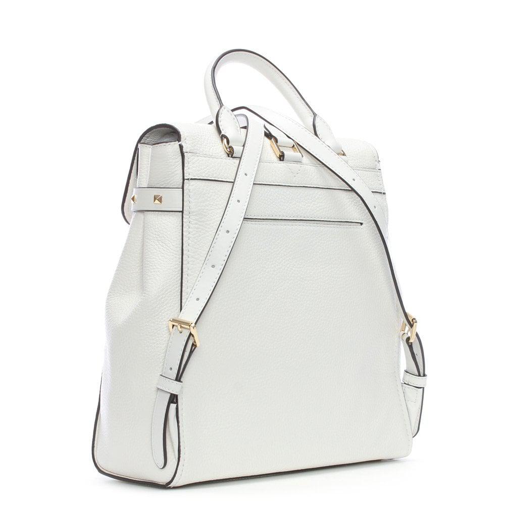 Michael Kors Addison Optic White Pebbled Leather Backpack ...