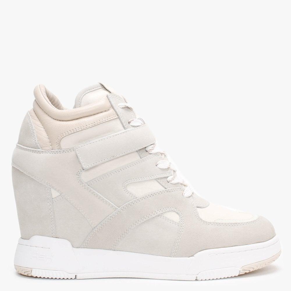 Ash Body Beige Leather & Suede Wedge Trainers in White | Lyst