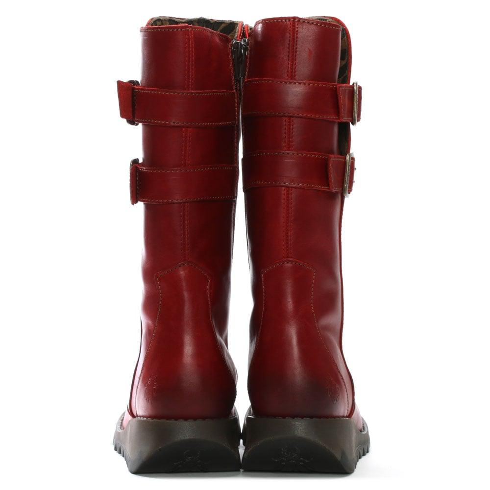 Fly London Suli Red Leather Wedge Low 