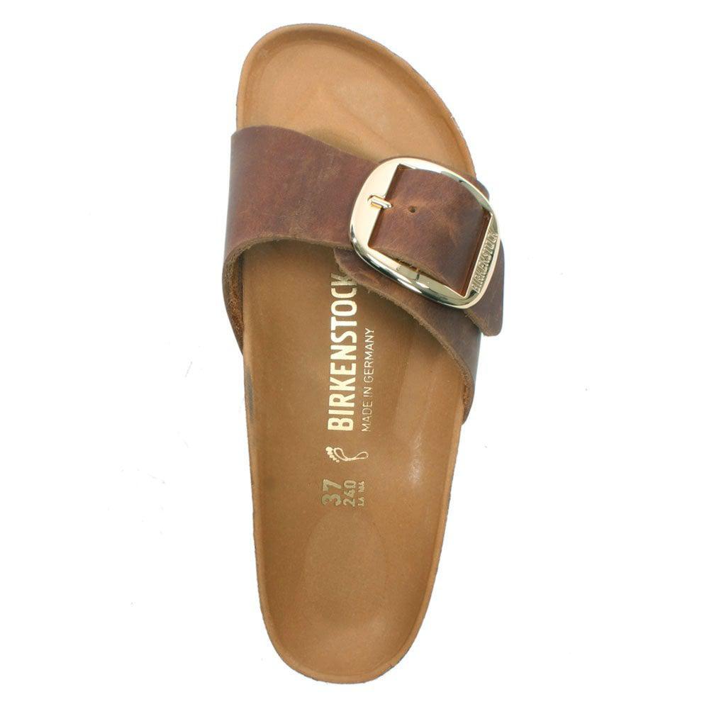 Birkenstock Madrid Wide Fit Big Buckle Cognac Oiled Leather Mules in Tan  Leather (Brown) | Lyst