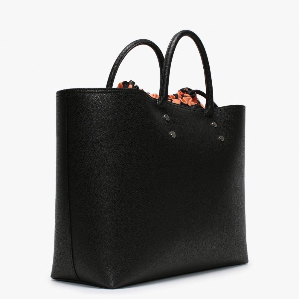 black leather shopper bag