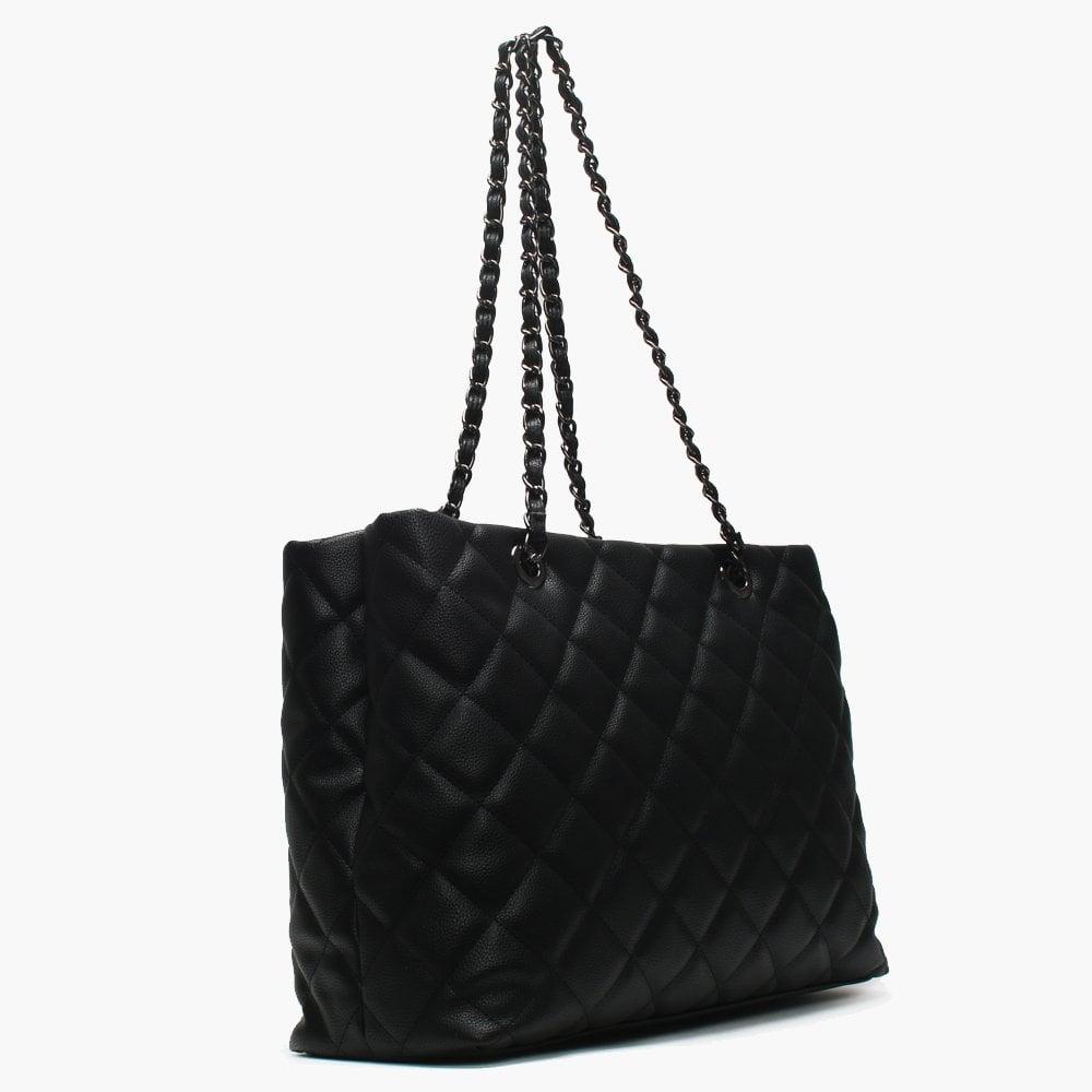 large black quilted tote bag