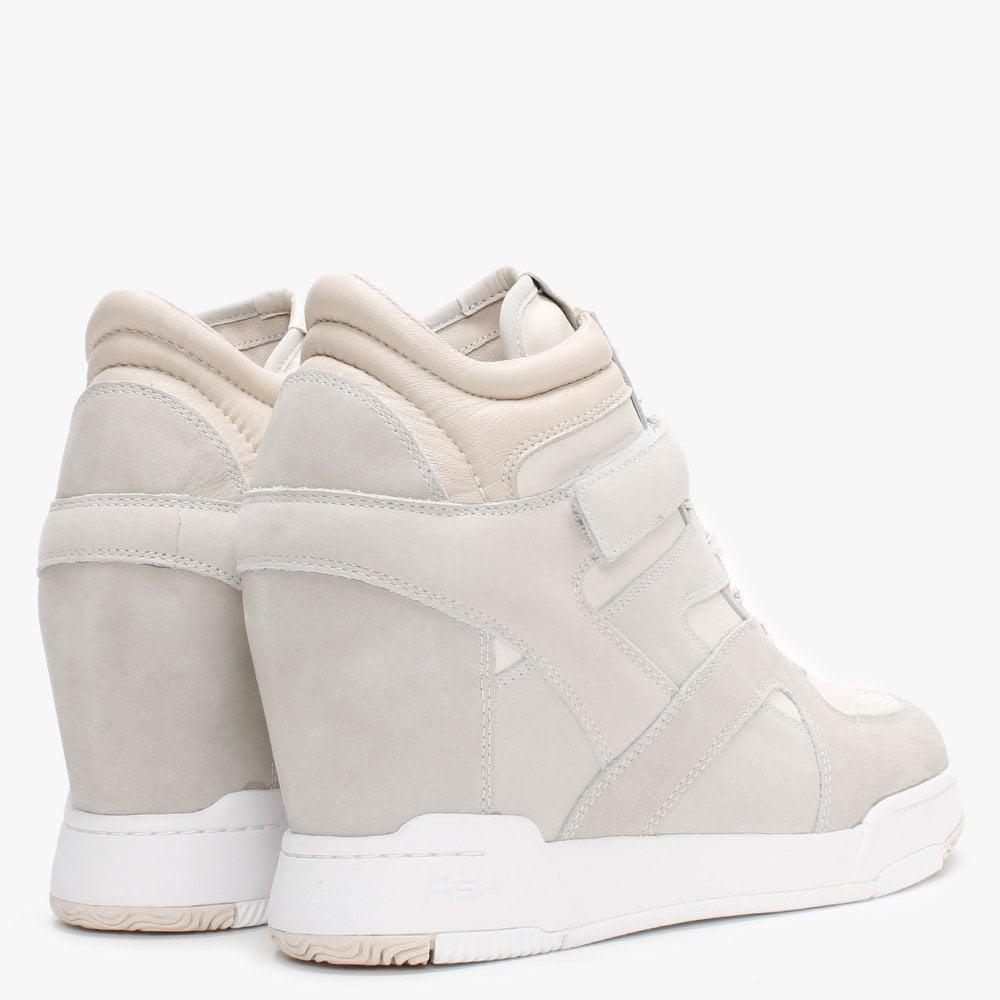 Ash Body Beige Leather & Suede Wedge Trainers in White | Lyst