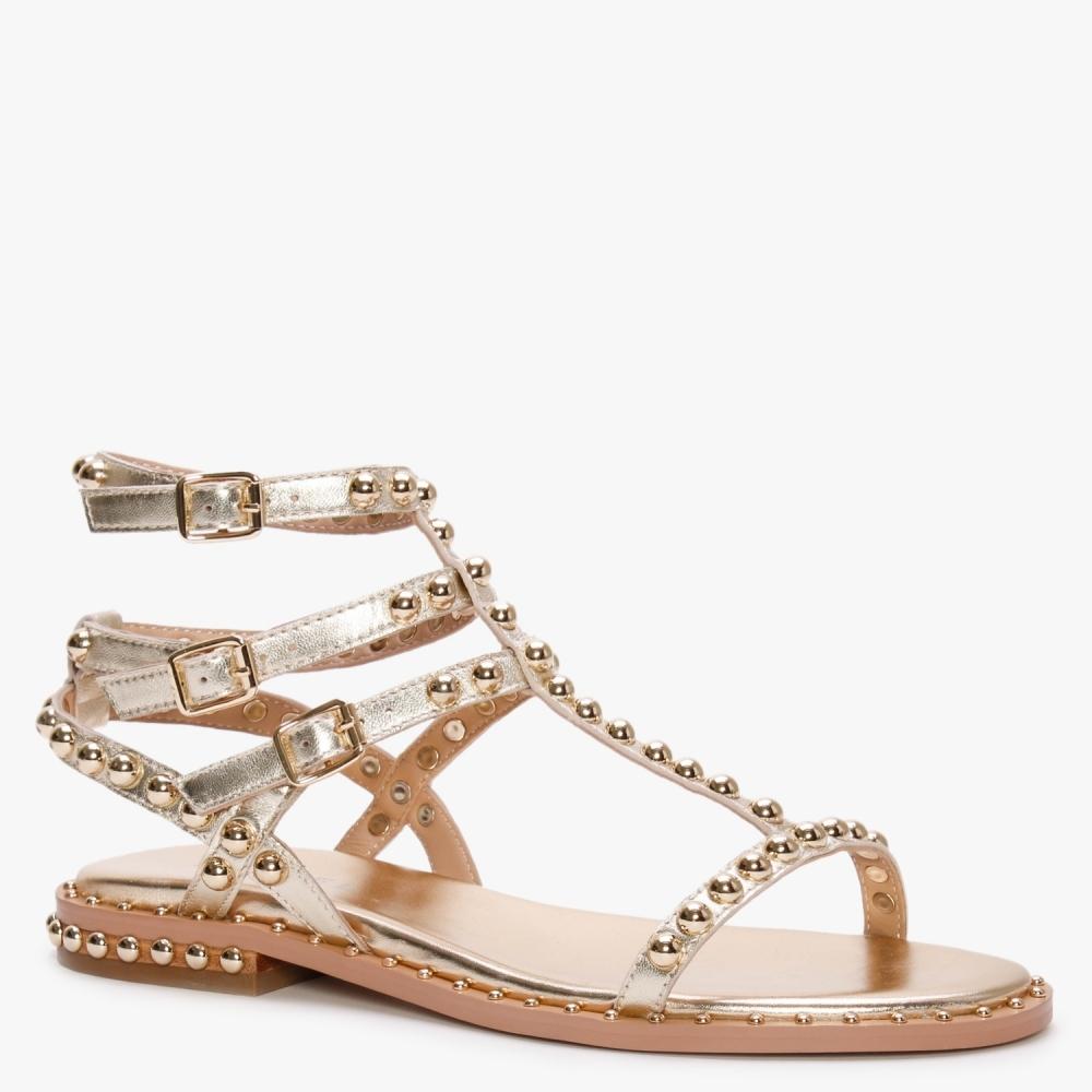 Daniel Eternal Gold Leather Studded Gladiator Sandals in Natural | Lyst