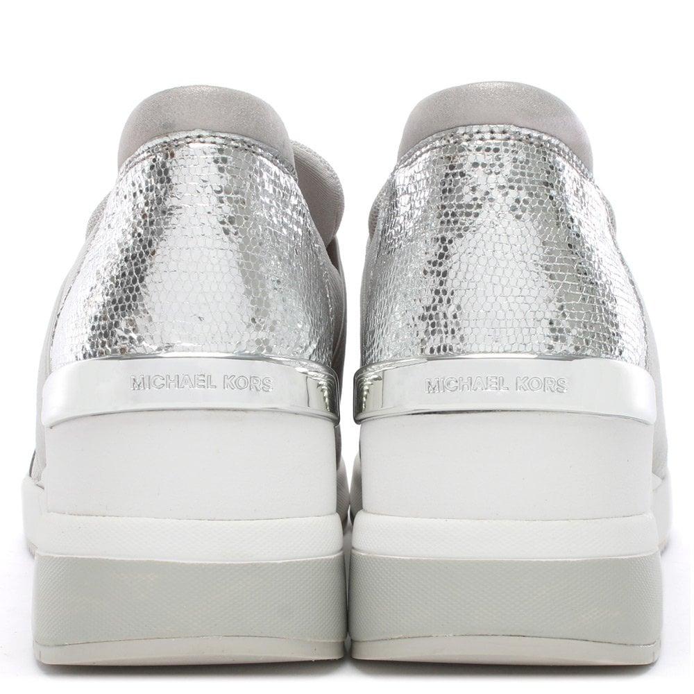 silver wedge trainers