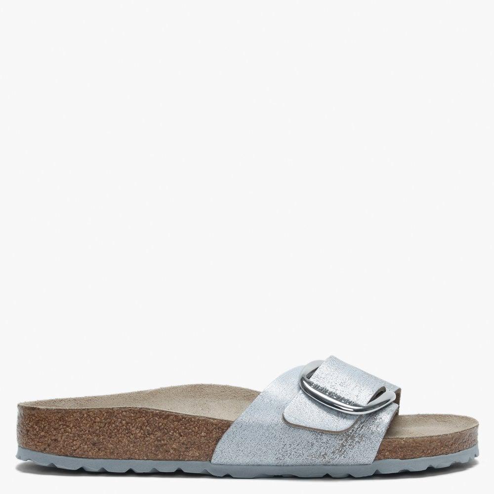 washed metallic blue birkenstock