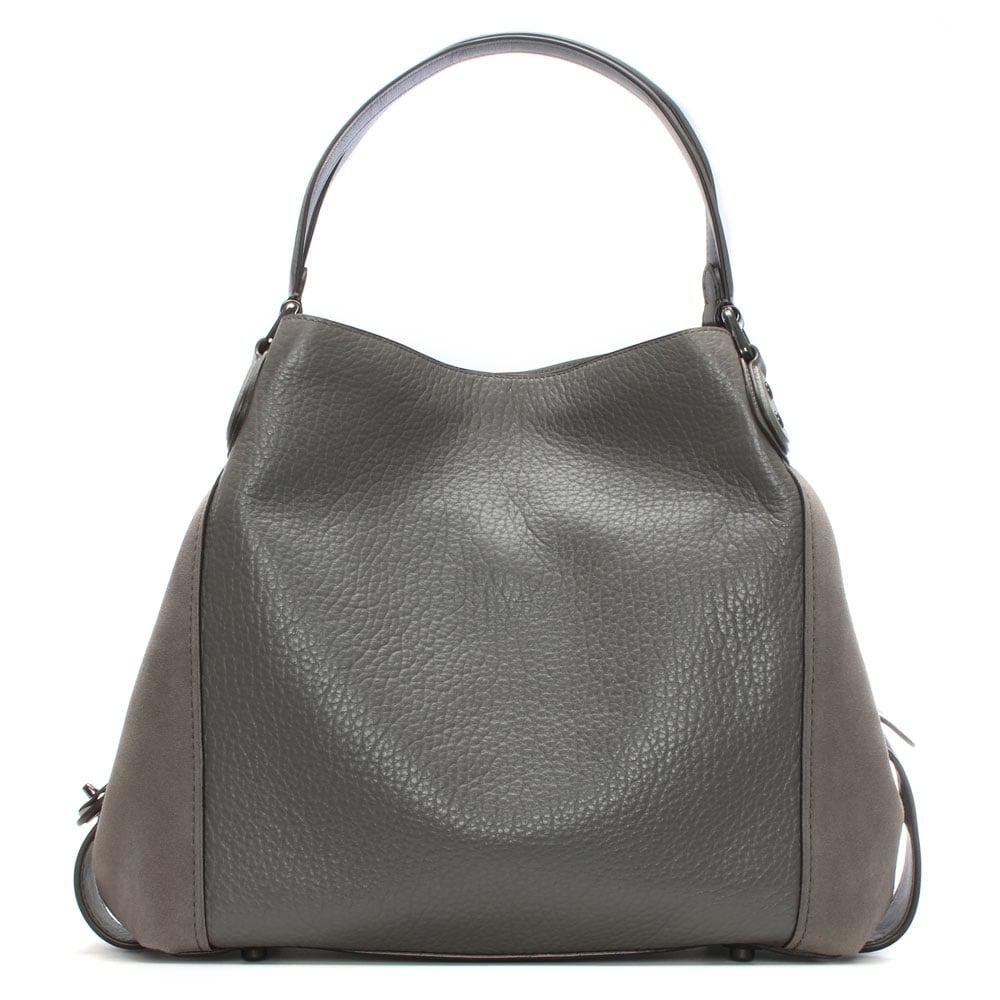 COACH Edie 42 Grey Leather Shoulder Bag in Gray | Lyst