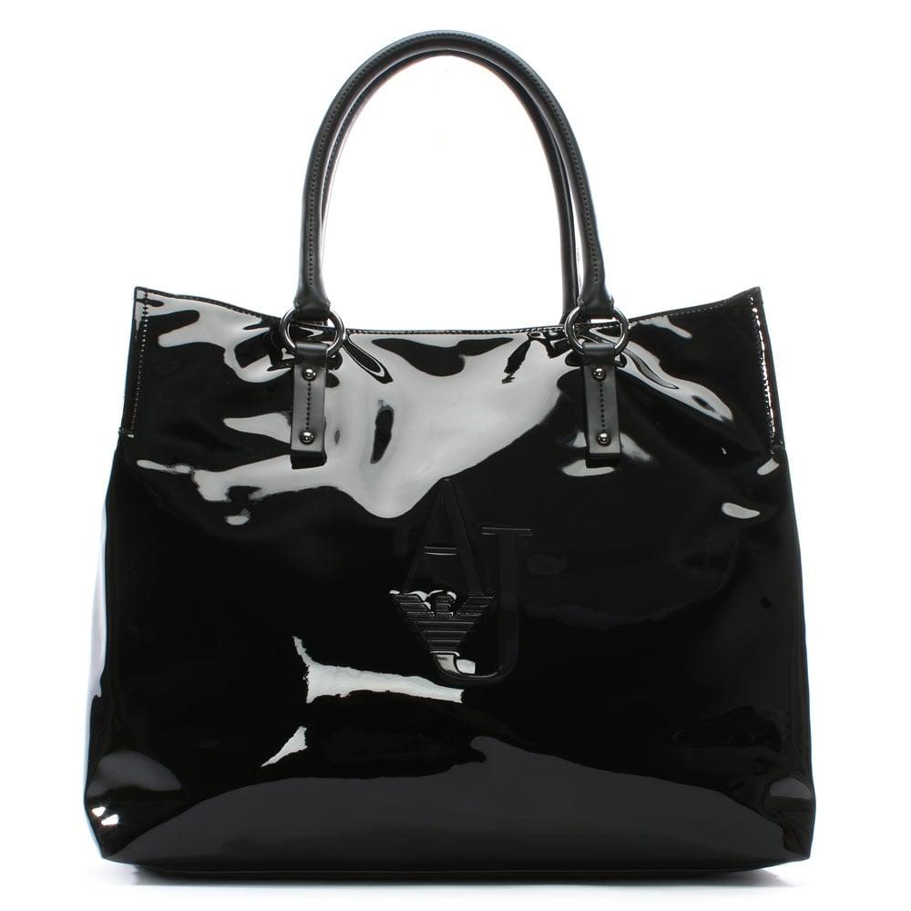 armani jeans large patent handbag