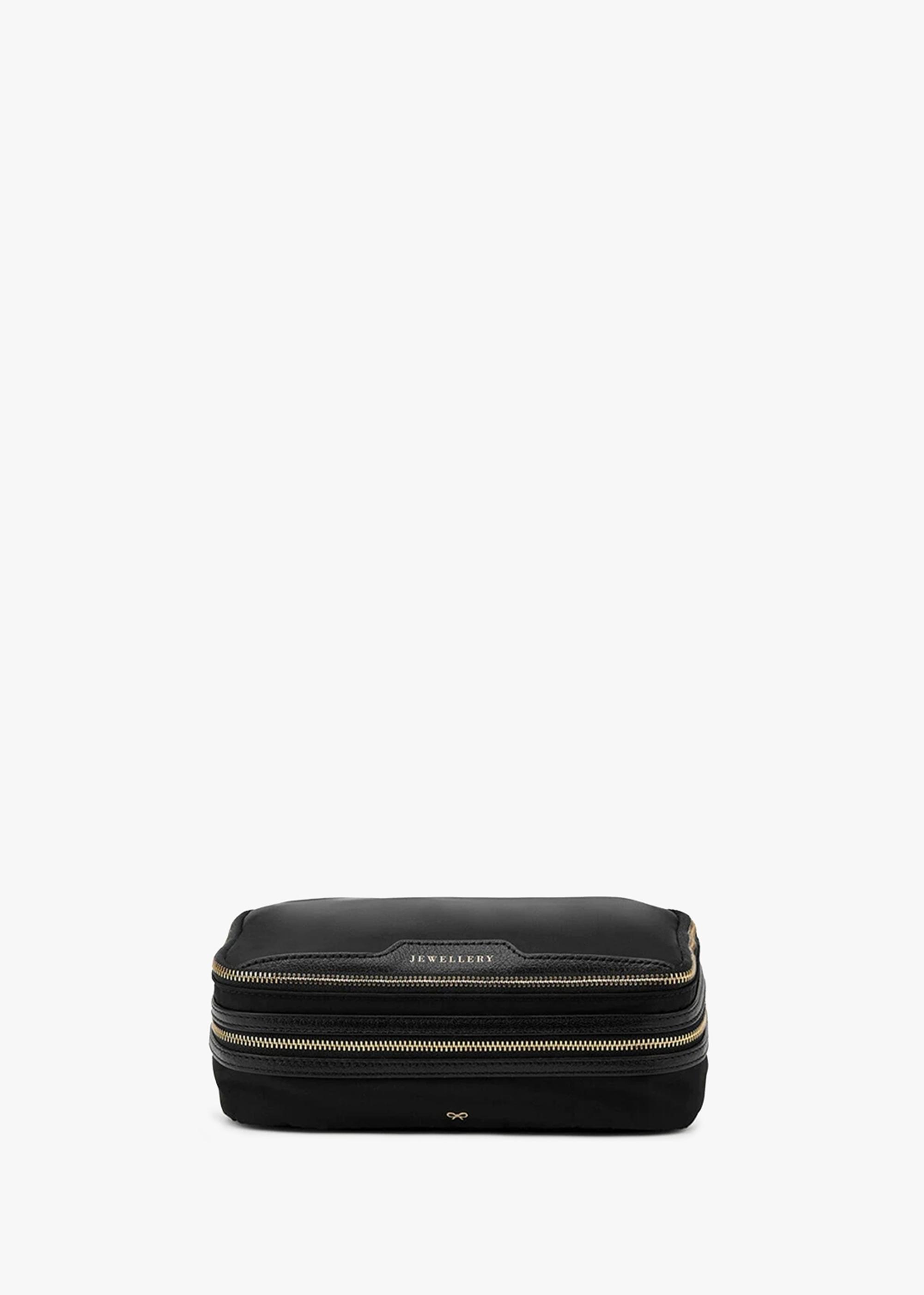 Anya Hindmarch jacquard-logo Leather Makeup Bag - Black