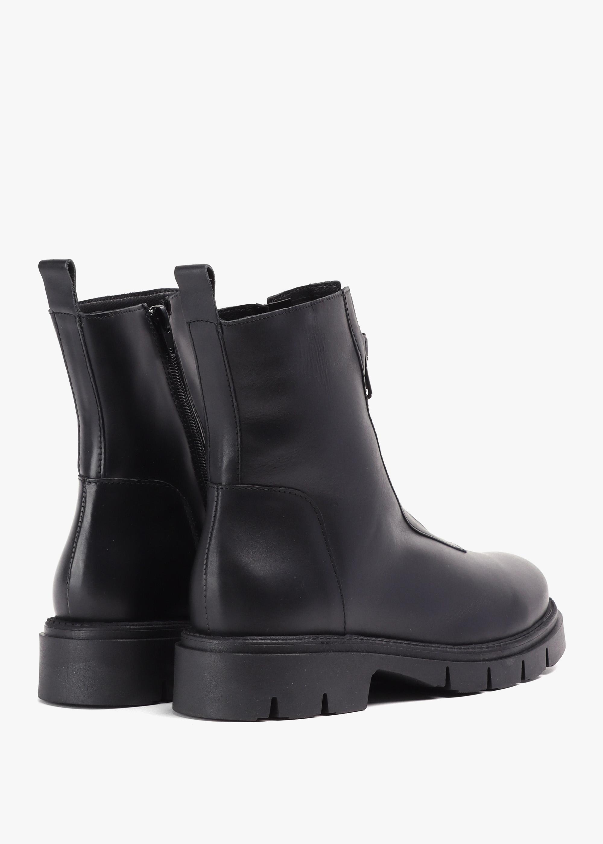 Daniel Lippy Black Leather Front Zip Ankle Boots Lyst UK