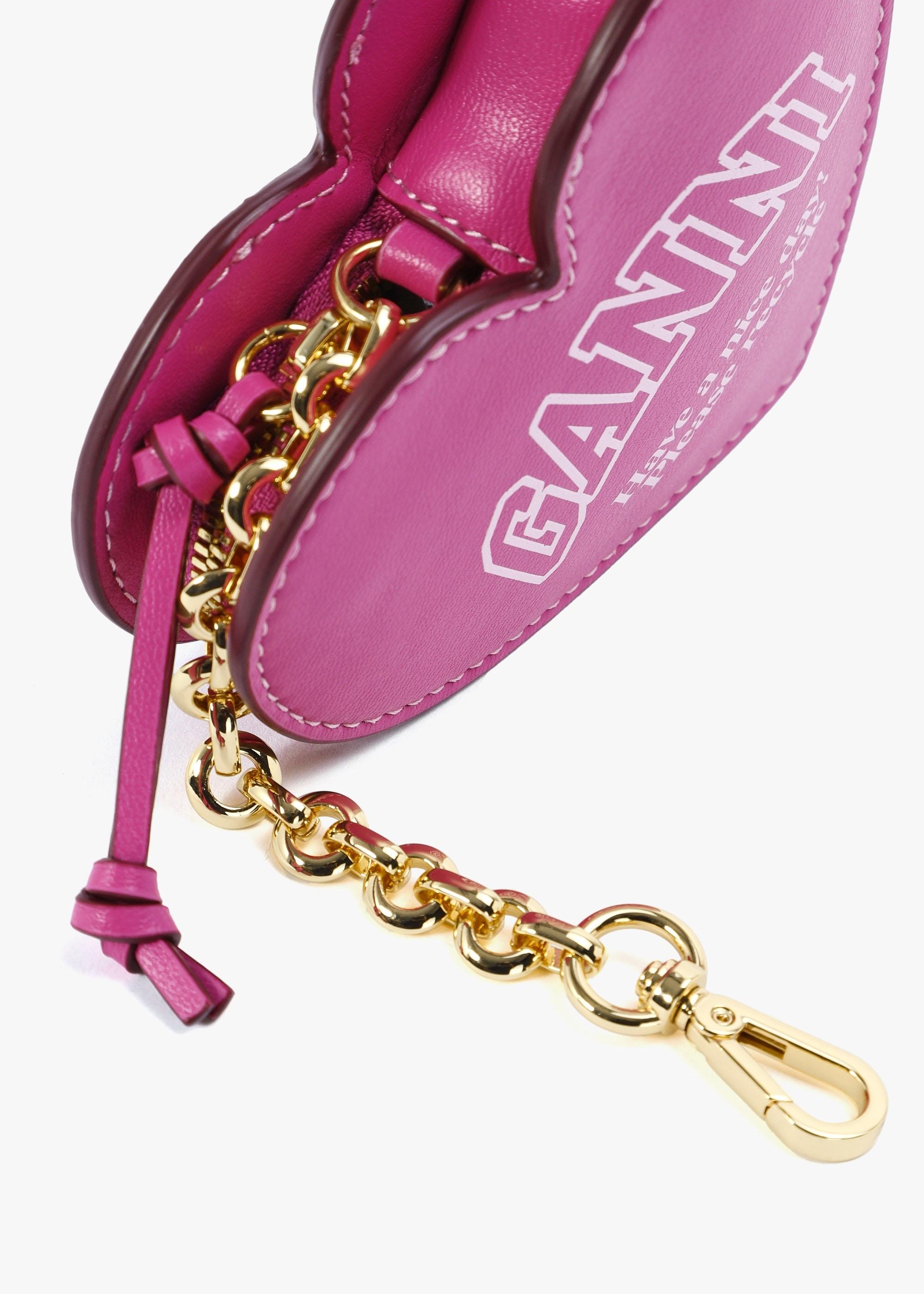 コインケース・小銭入れ Ganni Women's Funny Heart Coin Purse Pink A5468-483 Ganni Funny Heart Leather Coin Purse | Coggles