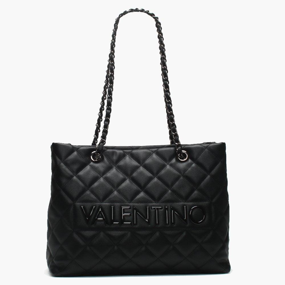 black quilted tote bag