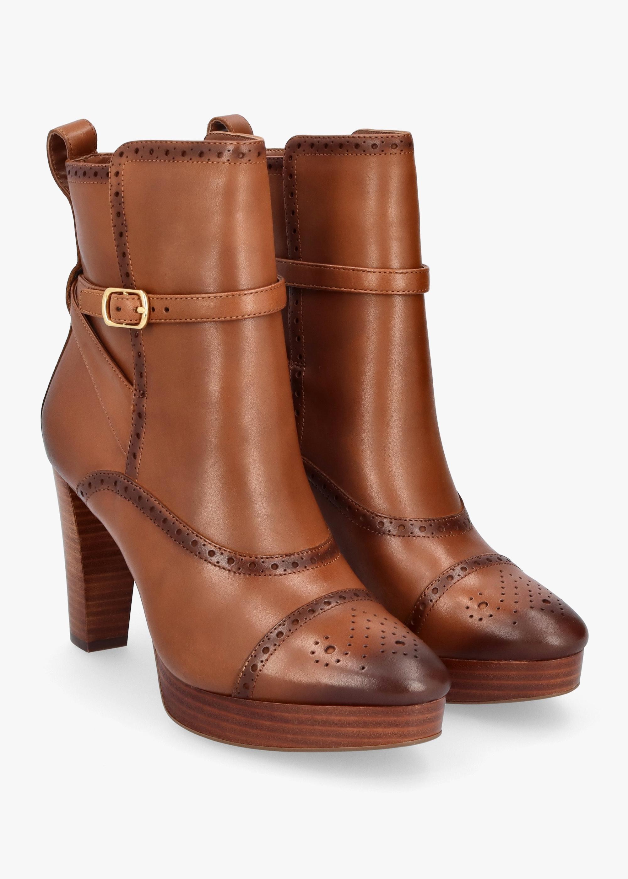 Ankle Boots Ralph Lauren Tan Boots Ralph Lauren Mckinsey Polo Tan Leather  Platform High Heel Ankle - Main Image