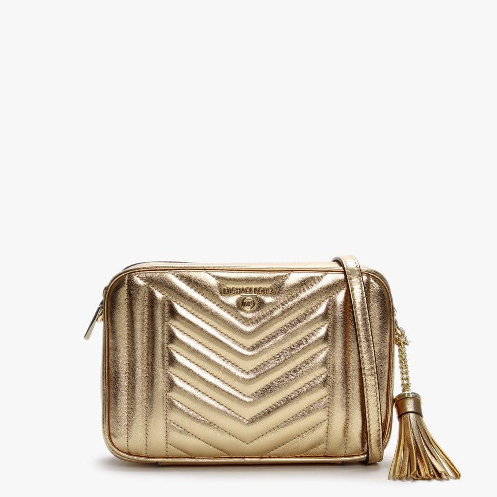 Michael Kors Jet Set Quilted Camera Bag Gold in Metallic | Lyst
