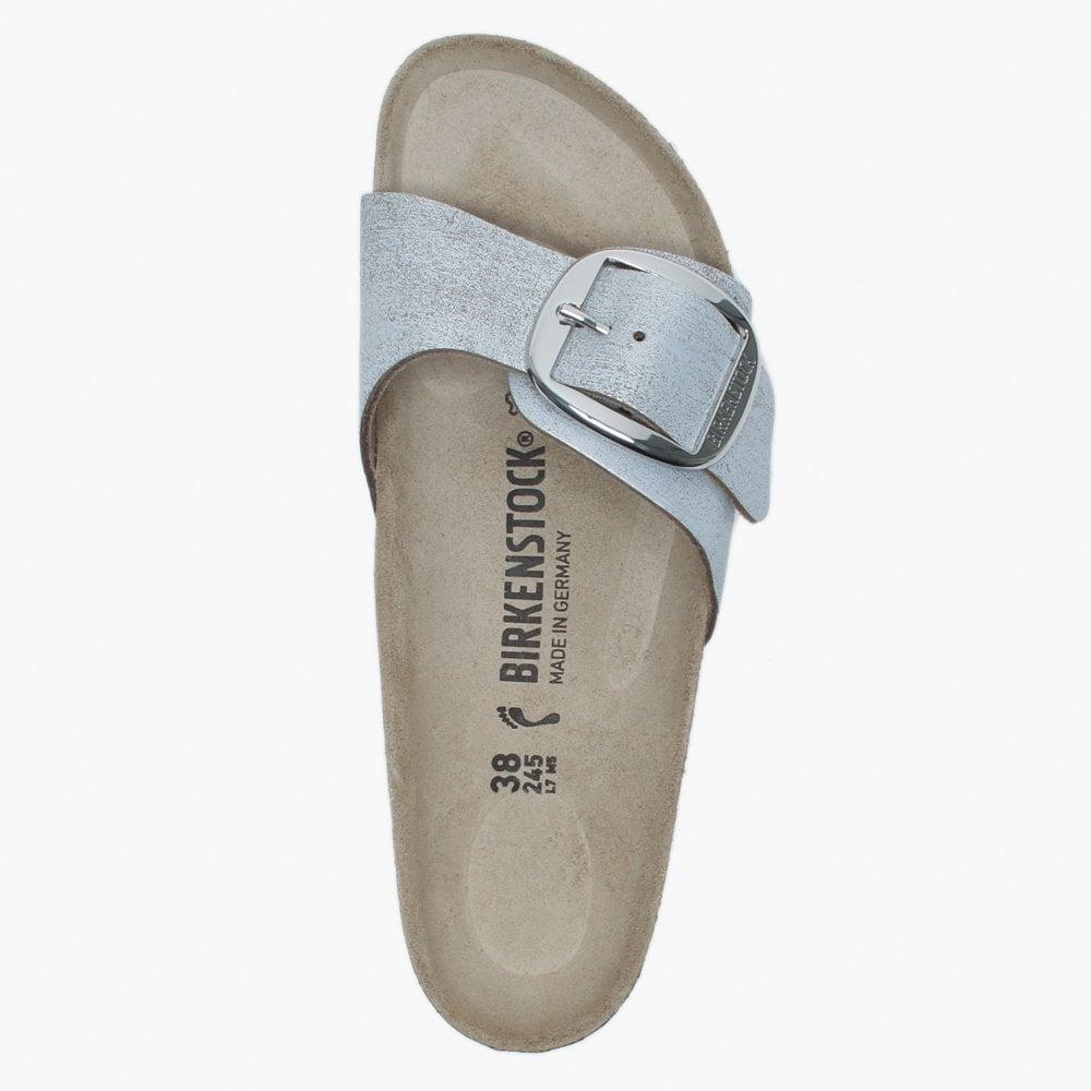 madrid big buckle washed metallic blue silver