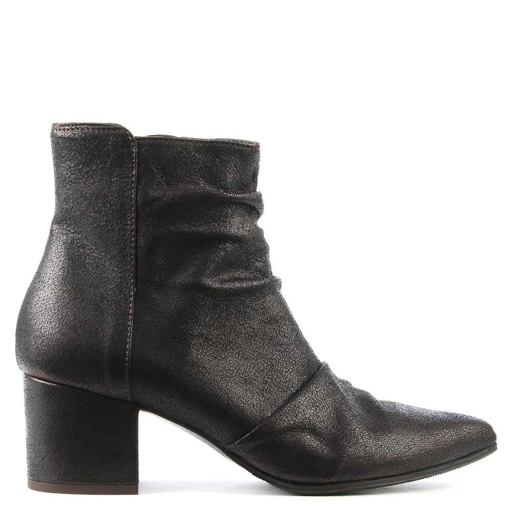 Lyst - Daniel Maisie Black Metallic Leather Rouched Ankle Boot in Black
