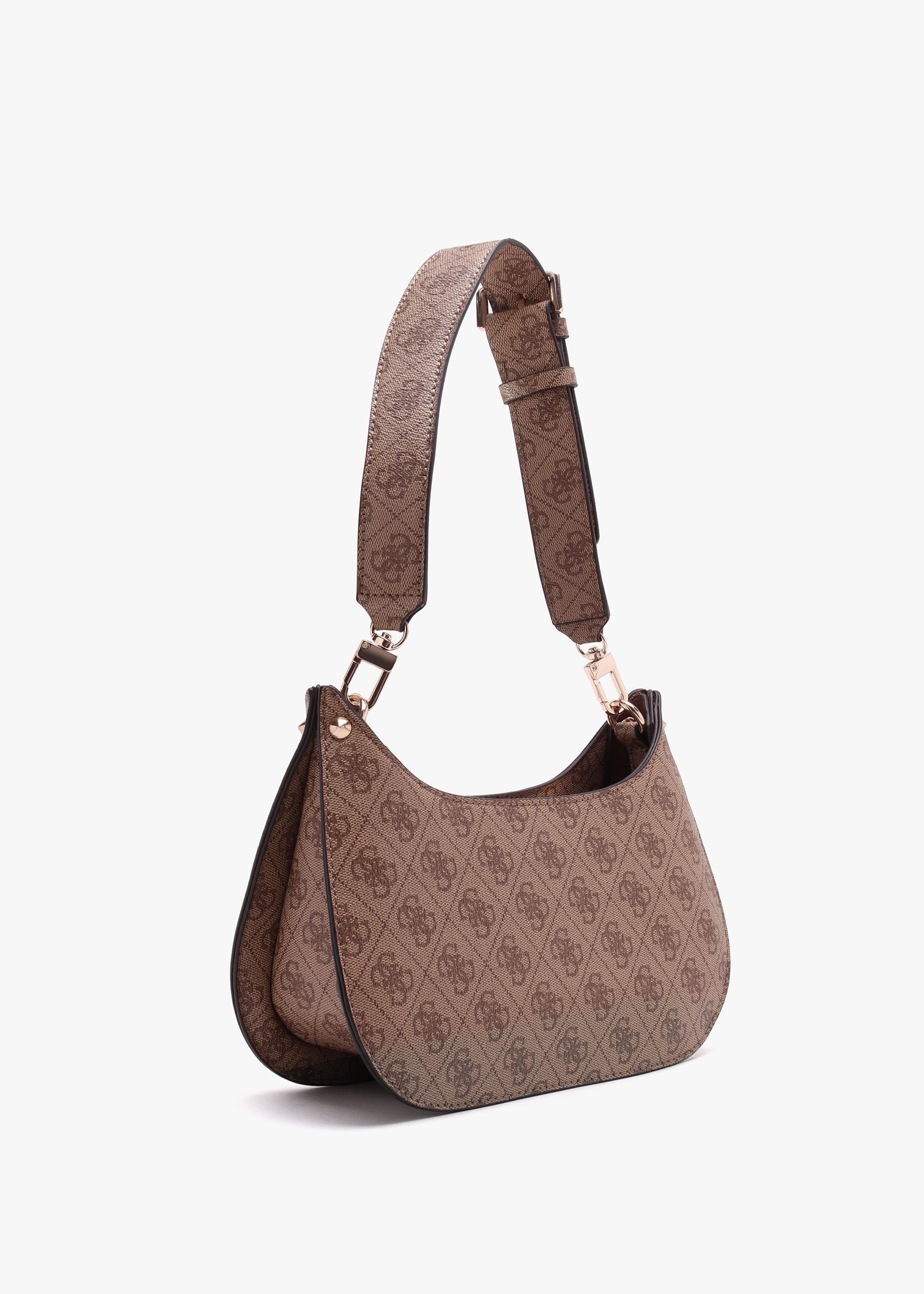 Guess Mini Meridian Latte Logo Shoulder Bag in Brown Lyst