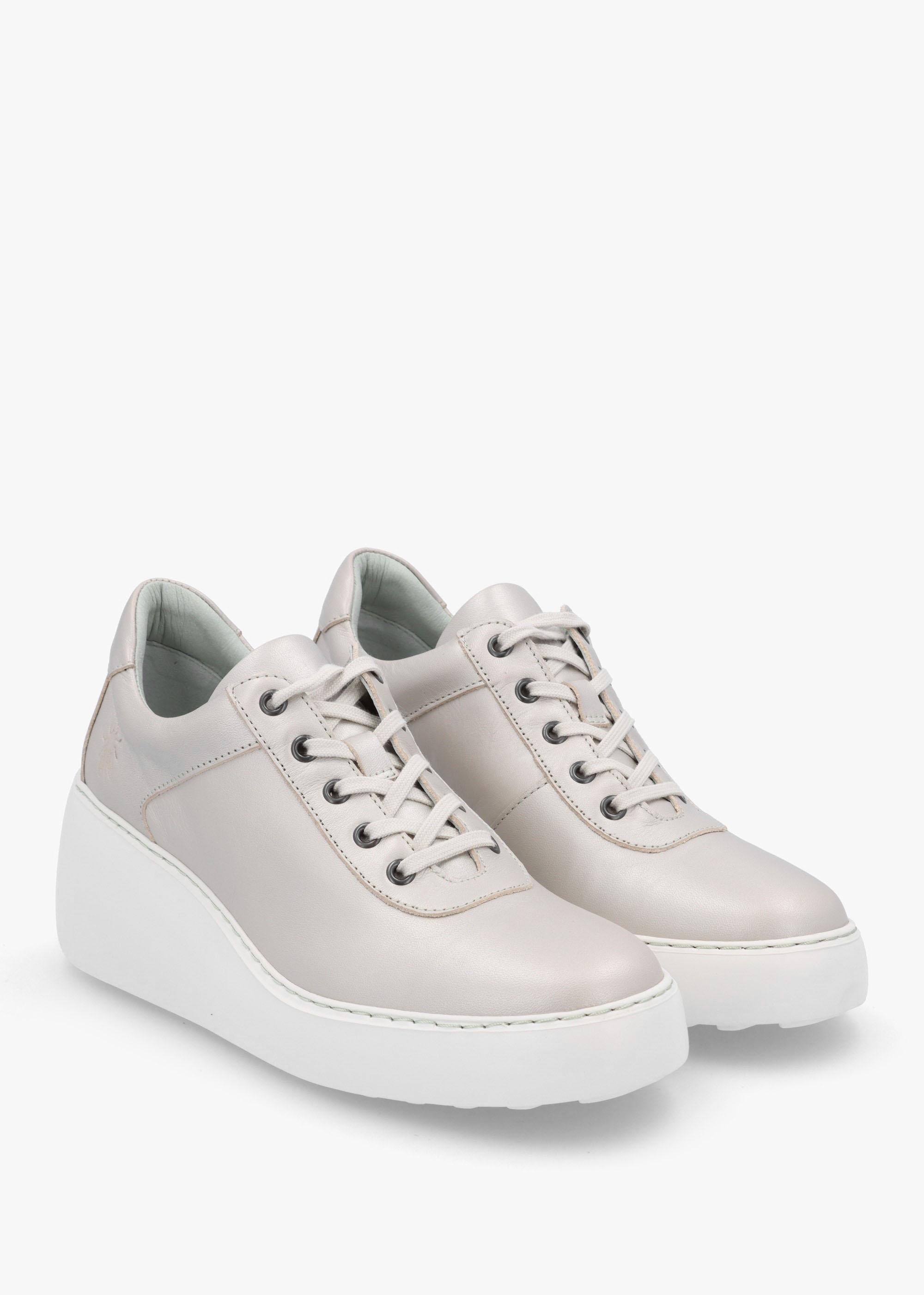 Wedge Trainers Silver Leather Trainers Fly London Dipo Silver