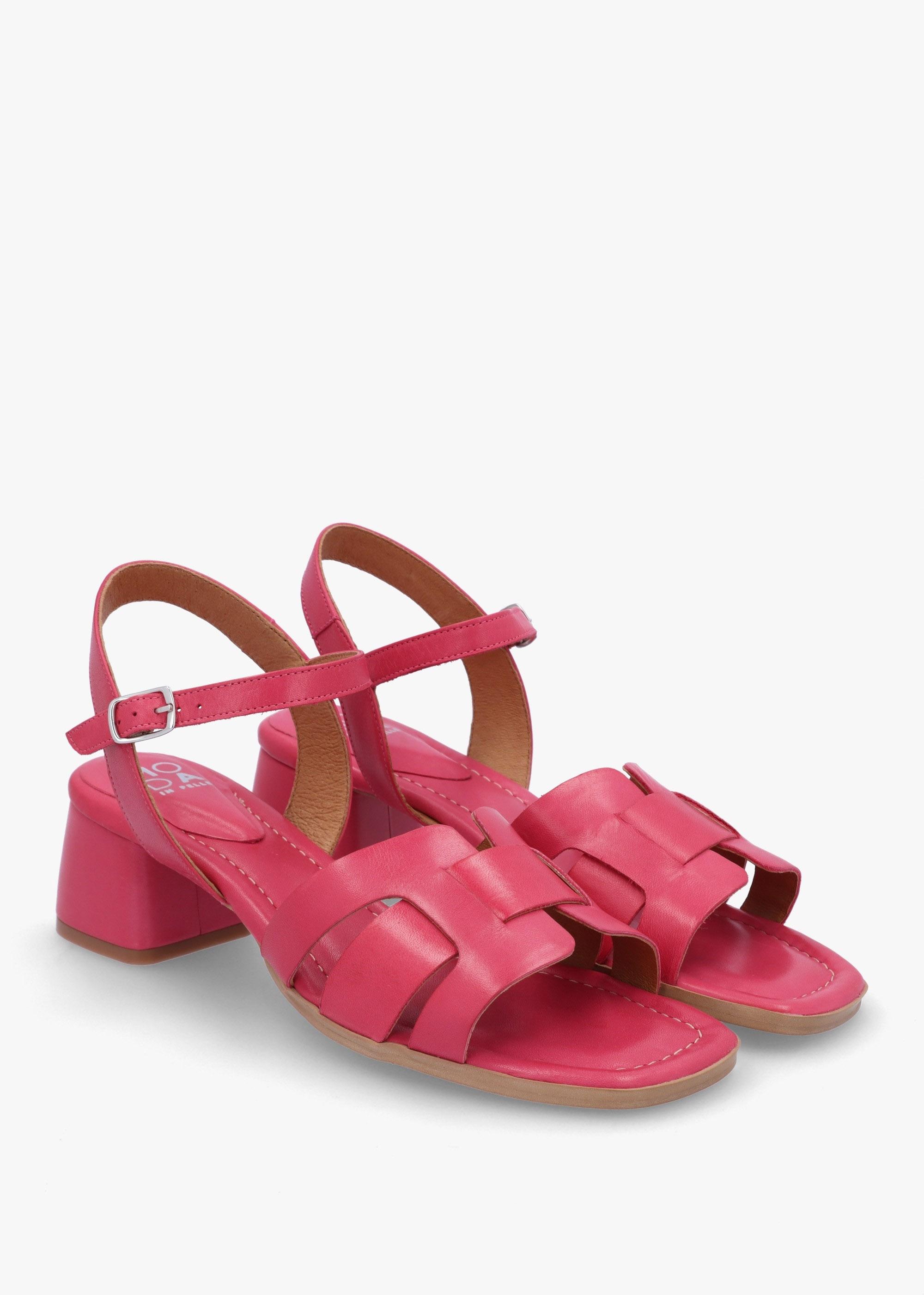 Moda In Pelle Mariie Raspberry Leather Heeled Sandals in Pink | Lyst UK