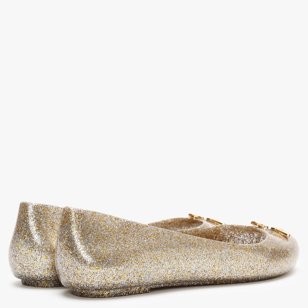 gold glitter ballet pumps